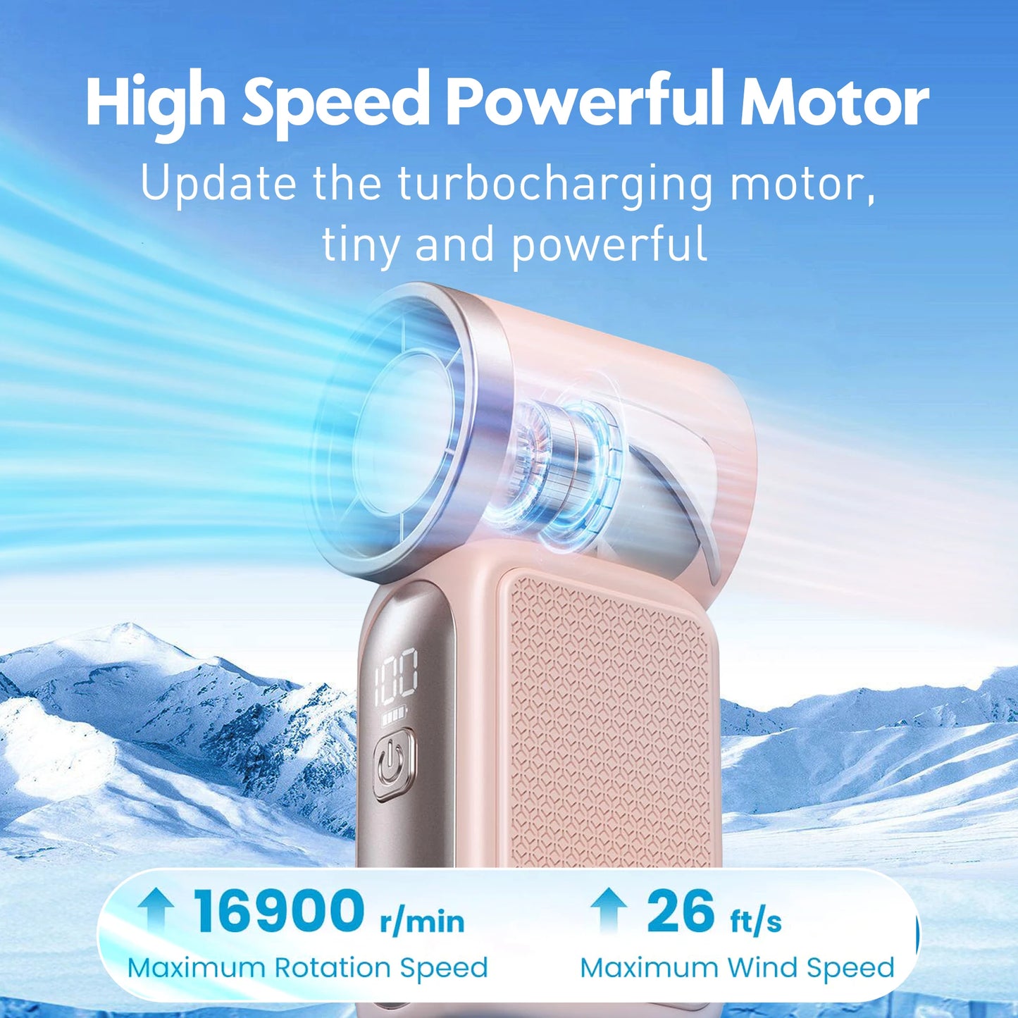 Mini High Speed Handheld Fan 3600mAh LED Display Portable Mini Handheld Turbo Fan, Desk Fan, Outdoor Cooling, Rechargeable Fan