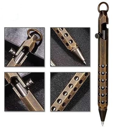 Portable Brass Pen Medium Point 1.0mm Retro Ballpoint Pen Bolt Action Smooth Writing Signature Pen Beauty World Shop