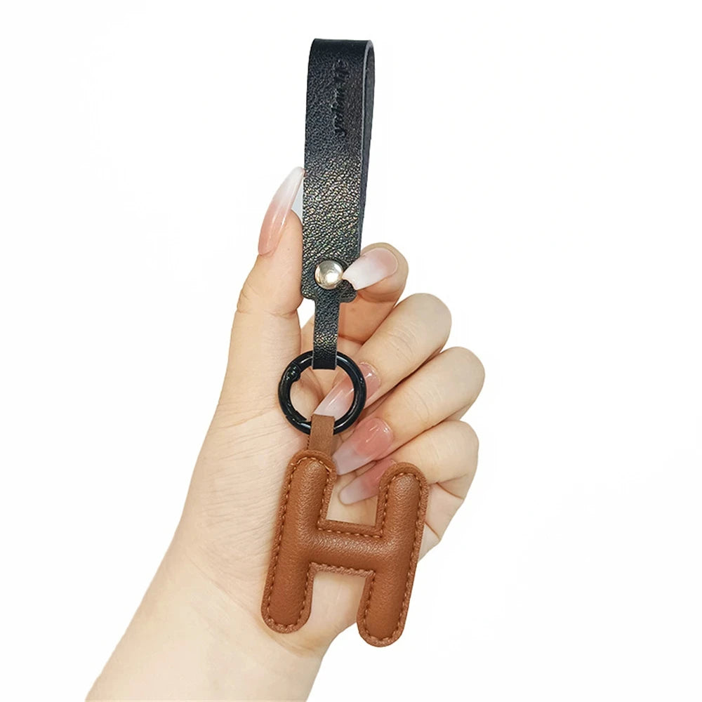 Creative PU Leather 26 Letter Keychains Fashion Alphabet Keyrings Handbag Ornaments Pendant Car Key Holder Accessories Gifts Beauty World Shop