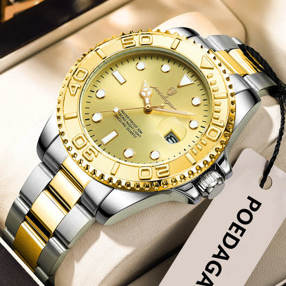 POEDAGAR Original Luxury Man Wristwatch Waterproof Luminous Date Men Watch Stainless Steel Fashion Business Men's Quartz Watches Beauty World Shop