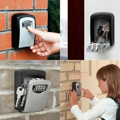 Wall Mount Key Lock Box 4 Digit Password Code Security Lock No Key for Home Office Key Safe Secret Storage Box Organizer Beauty Trend Shop