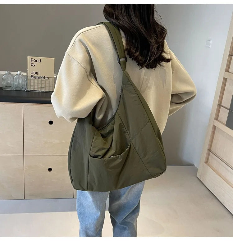 Trendy Women's Soft Cloth Shoulder Bag Solid Color Student 2026 Spring Y2k Casual Style Big Handbags Crossbody Bags for Women Beauty World Shop