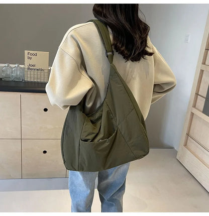 Trendy Women's Soft Cloth Shoulder Bag Solid Color Student 2026 Spring Y2k Casual Style Big Handbags Crossbody Bags for Women Beauty World Shop