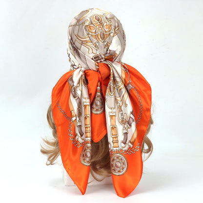 90*90cm Silk Scarf Scarftop Headwraps Women Four Seasons Hair Scarve Hijab Foulard Iuxe Bandana Femme Headscarf Beauty World Shop