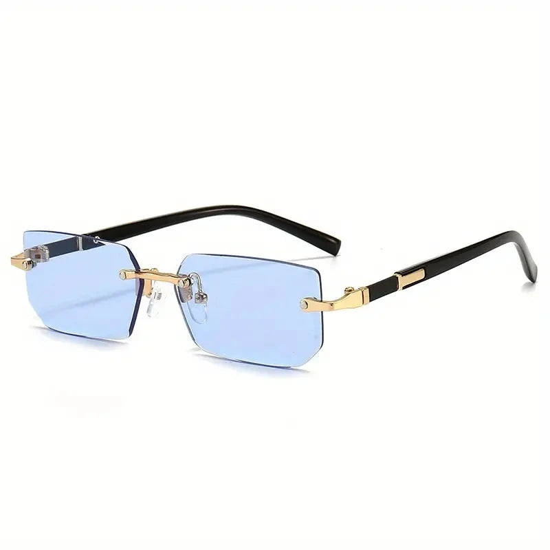 Rimless Sunglasses Rectangle Fashion Popular Women Men Shades Small Square Sun Glasses For Female male Summer Traveling Oculos Beauty World Shop