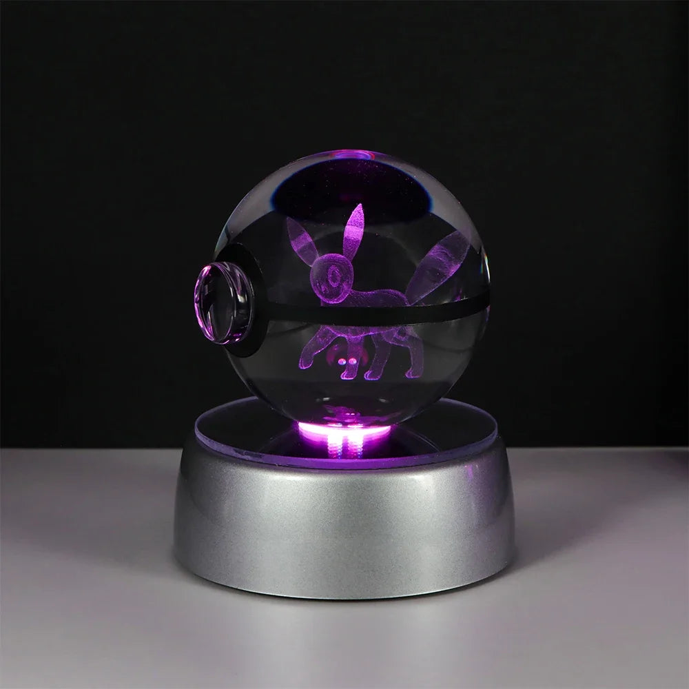 Pokemon Crystal Ball Pikachu Gengar Eevee Mewtwo Lacario Anime Game Pokeball Led Night Light Base Kids Birthday Gift Home Decor Beauty World Shop