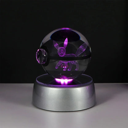 Pokemon Crystal Ball Pikachu Gengar Eevee Mewtwo Lacario Anime Game Pokeball Led Night Light Base Kids Birthday Gift Home Decor Beauty World Shop