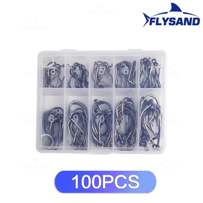 FLYSAND 100pcs/500pcs High Carbon Steel Fishing hooks Mixed Size Barbed jig hook Carp Fishing Jig Head Fly fishing Accessories Beauty World Shop