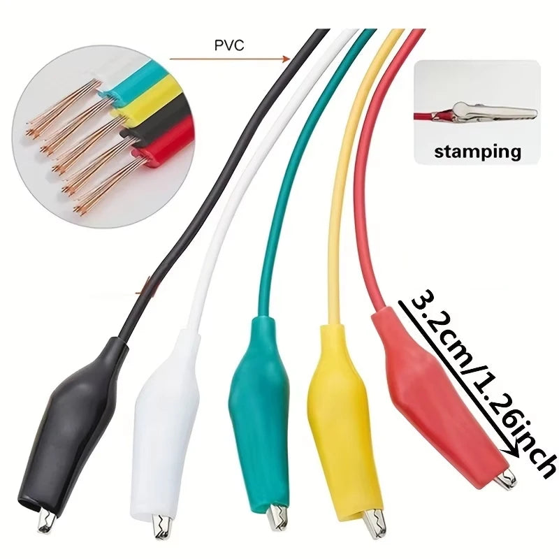 1Set / 10PCS Alligator Clips Electrical DIY Test Leads Alligator Double-ended Crocodile Clips Roach Clip Test Jumper Wire 46CM Beauty World Shop