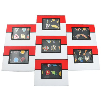 Pokemon Gym Badges Kanto Johto Hoenn Sinnoh Unova Kalos League Region Orange Islands Pins Brooches Box Set Pocket Monster Beauty World Shop
