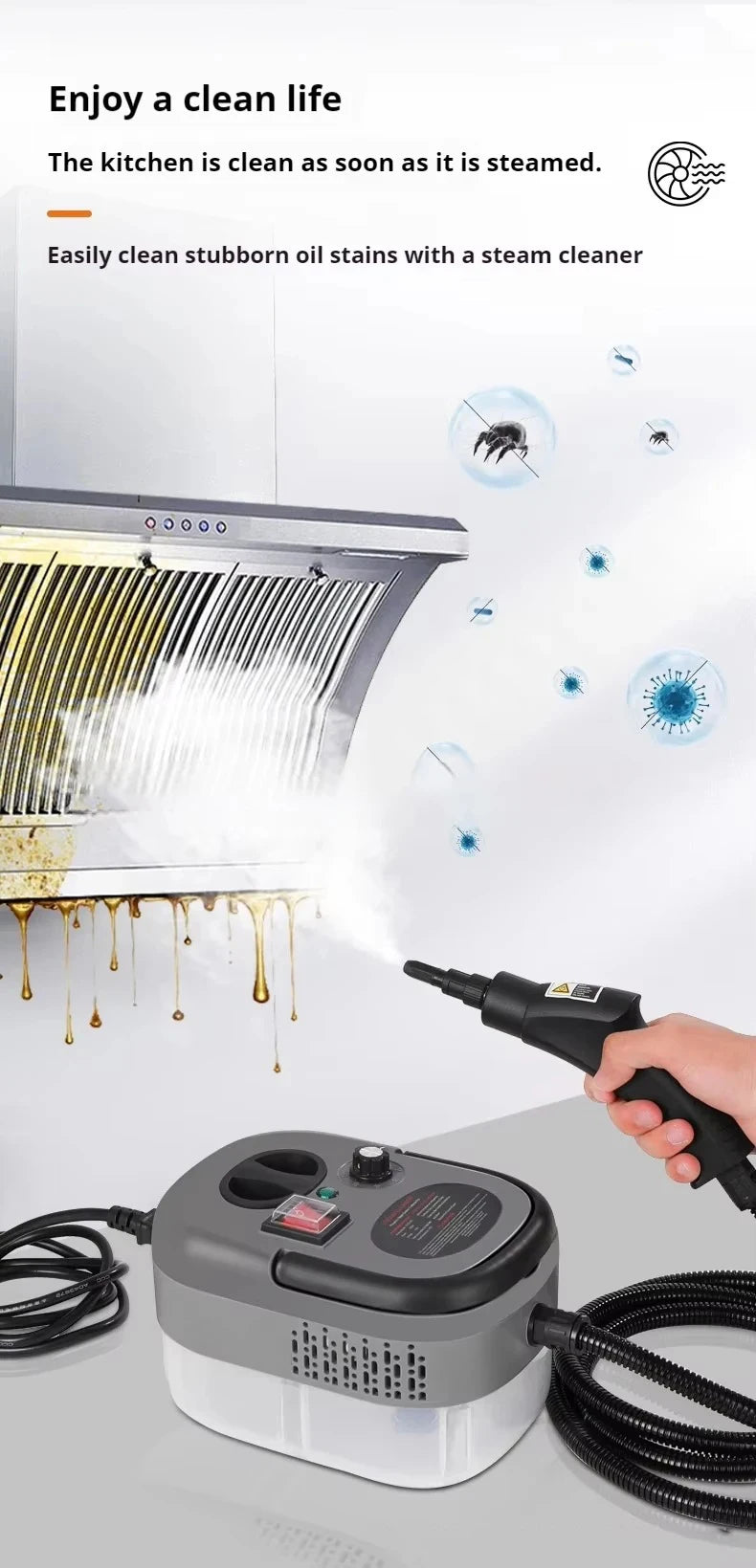 Steam Cleaner High Temperature Sterilization Air Conditioning Kitchen Hood Home /Car Steaming Cleaner 220V EU Plug Beauty World Shop