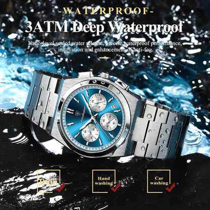 POEDAGAR Fashion Man Watches Chronograph Date Stainless Steel Casual Men Wristwatch Waterproof Luminous Men's Quartz Watch Reloj Beauty World Shop