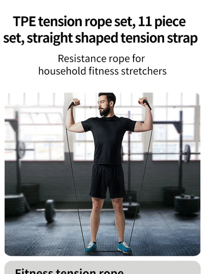 11PCS Fitness Bodybuilding Elastic Bands Pull Rope Workout Bands Resistance Bands Latex Tubes Pedal Excerciser Crossfit Fit Beauty World Shop