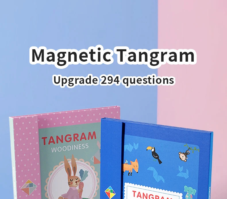 Magnetic Wooden Tangram Block Puzzle Game for Kids - Montessori Educational Intelligence Jigsaw Children's Gift Beauty Fashion
