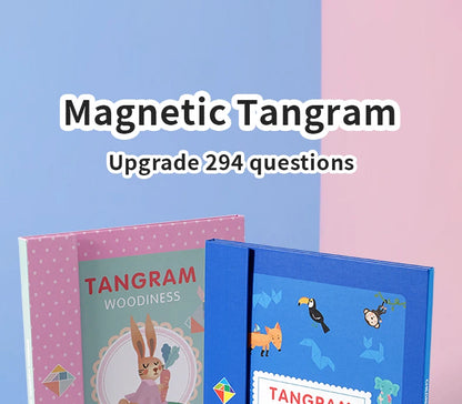 Magnetic Wooden Tangram Block Puzzle Game for Kids - Montessori Educational Intelligence Jigsaw Children's Gift Beauty Fashion