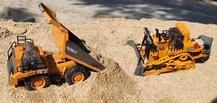 4WD Remote Control Excavator 4x4 Alloy Dump Truck Bulldozer Radio Model RC Car Construction Vehicle Toy Children Kids Gifts Beauty World Shop