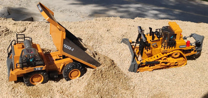 4WD Remote Control Excavator 4x4 Alloy Dump Truck Bulldozer Radio Model RC Car Construction Vehicle Toy Children Kids Gifts Beauty World Shop