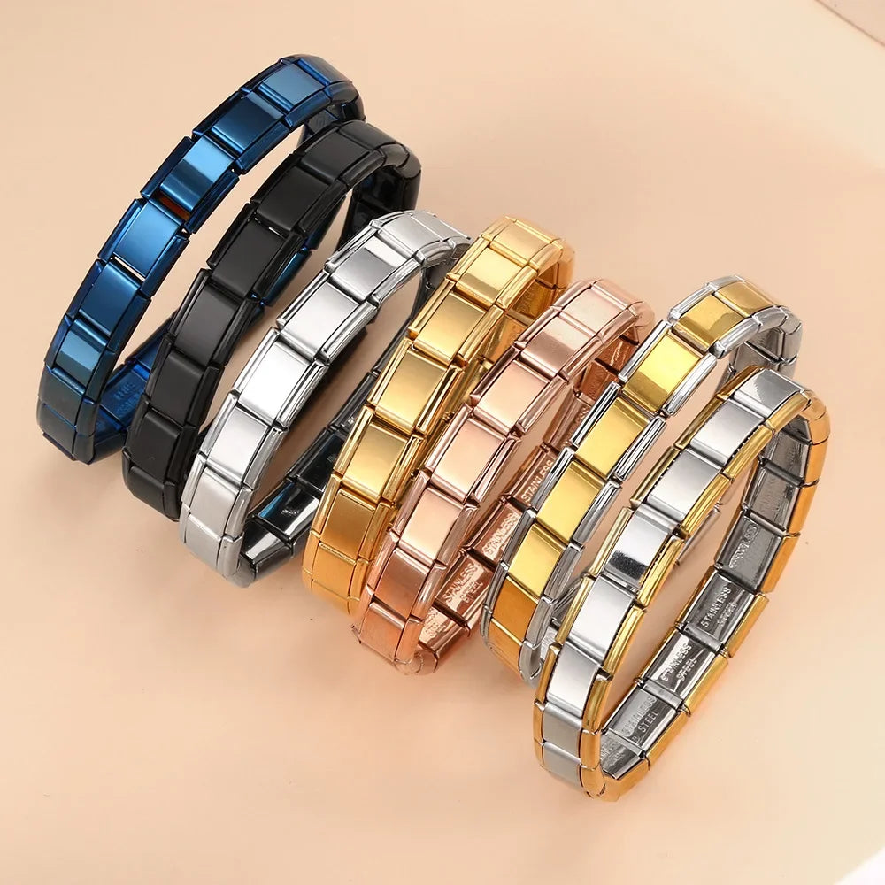2024 New Popular Fashion Italian Module Charm Links Fit 9mm Bracelet Stainless Steel Links Jewelry Making Beauty World Shop