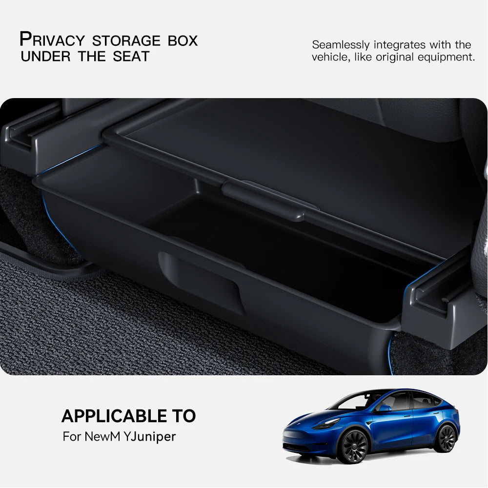 YZ For Tesla Model Y Juniper 2026 Underseat Storage Box Seats Drawer TPE Hidden Storage Tray Push Pull Car Organizer Accessories Beauty World Shop