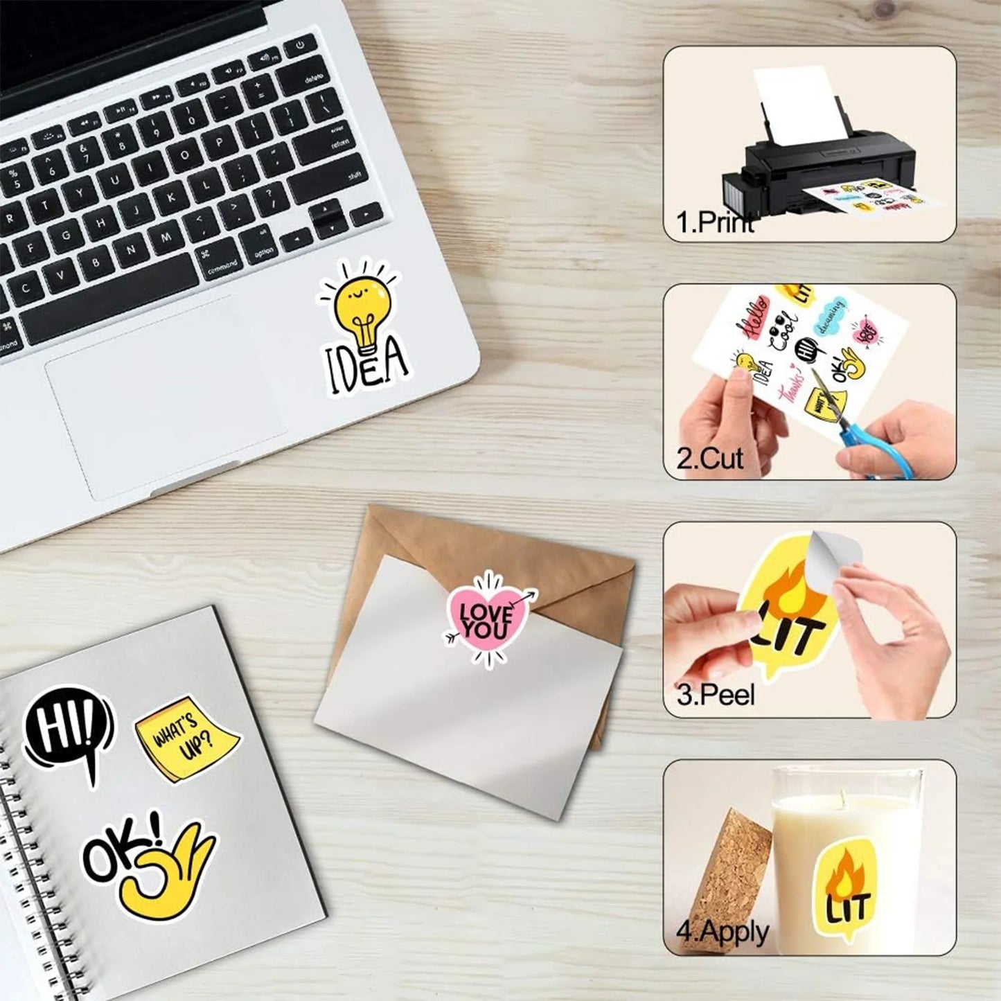A4 Size Matte White Printable Vinyl Sticker Paper 8.3×11.7 inch Self-Adhesive Inkjet Compatible Tear-Resistant Labeling Paper Beauty World Shop