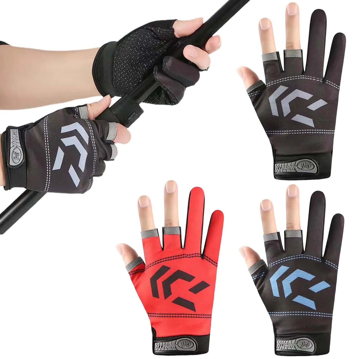 1/2 pair Fishing Gloves Sun Protection 3 Cut Fingers Anti-Slip Breathable Fishing Gloves Suitable for Outdoor Activities Beauty World Shop