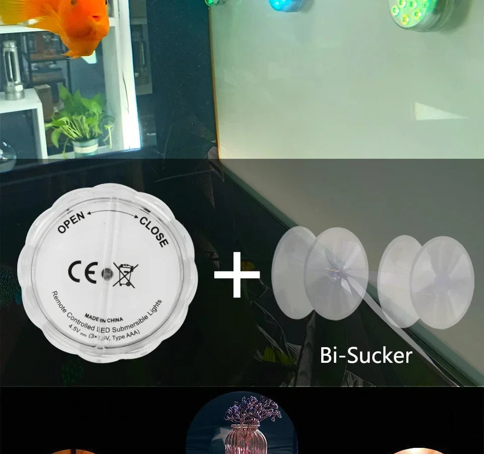10 LED RGB Underwater Lights with Magnetic Suction Cups 16 Color Lights Fish Tank Pool Underwater Lighting Plant Grow Lights Beauty World Shop
