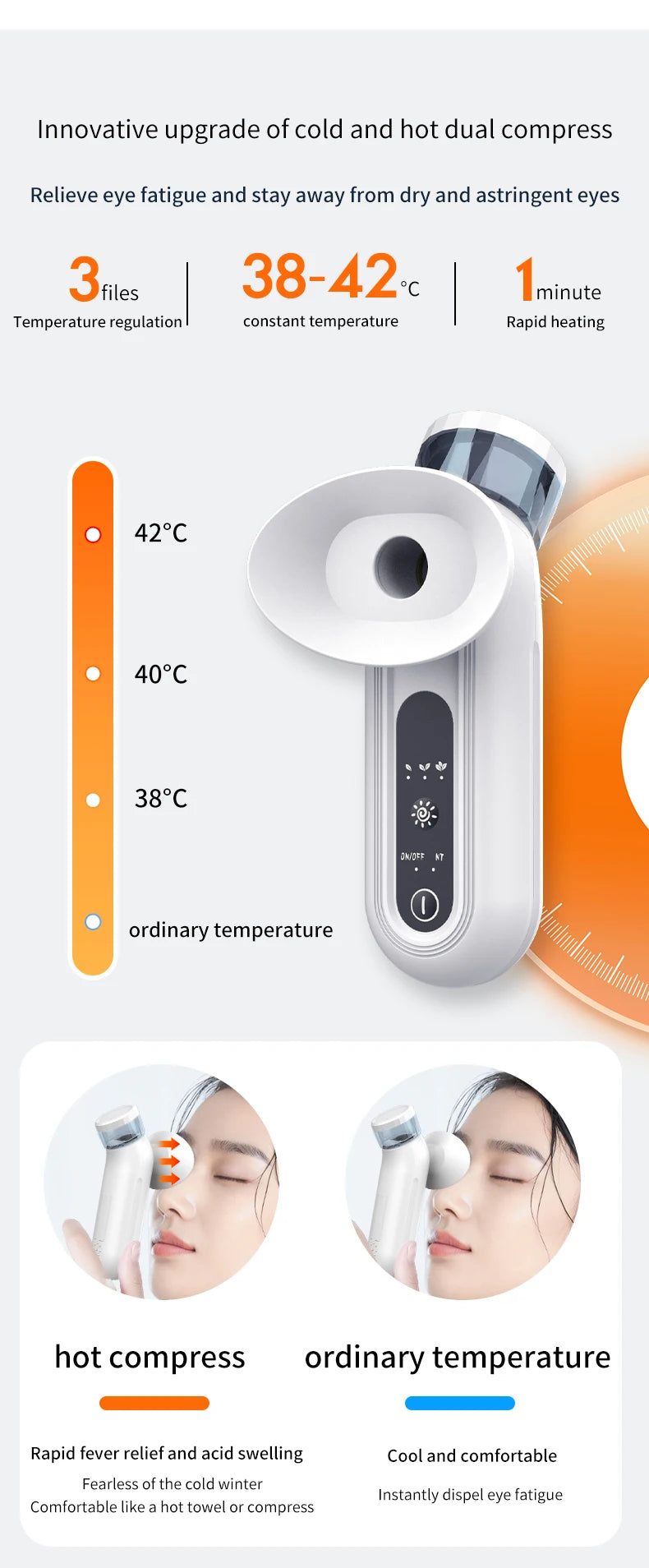 Electric Eye Massager with Nano Steam Hot Compress  and Moisturizing Spray Eye Massage Device for Eye Fatigue Relief and Care Beauty World Shop