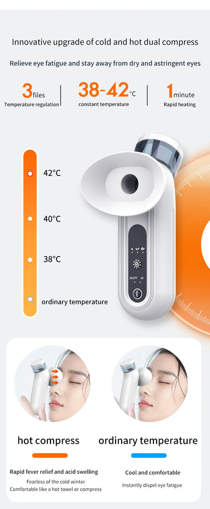 Electric Eye Massager with Nano Steam Hot Compress  and Moisturizing Spray Eye Massage Device for Eye Fatigue Relief and Care Beauty World Shop