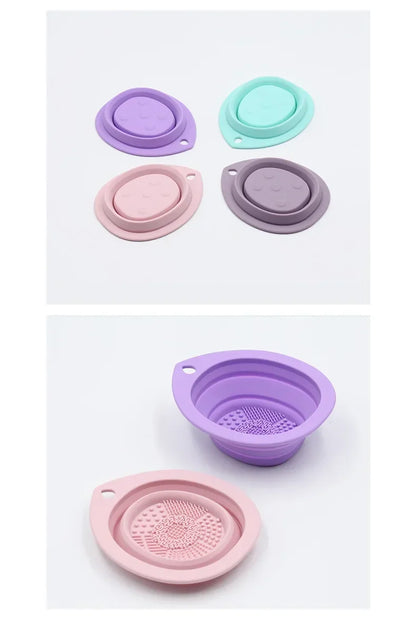 Silicone Makeup Brush Cleaner Folding Powder Puff Cleaning Bowl Eyeshadow Brushes Washing Soft Mat Beauty Tools Scrubber Box Beauty World Shop