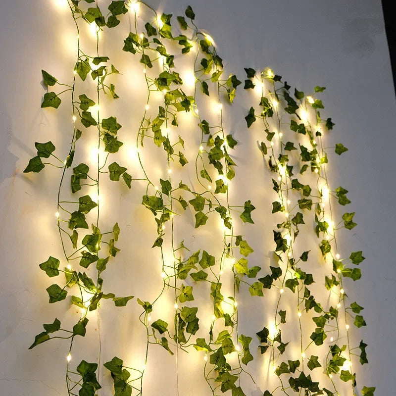 Flower Green Leaf String Lights Artificial Vine Fairy Lights Battery Powered Christmas Tree Garland Light for Weeding Home Decor Beauty World Shop