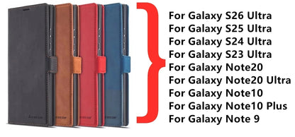 Leather Phone Case For Samsung S26 S25 edge S24 S23 FE S22 Ultra S21 S20 S10 Plus Note 20 10 9 Magntic Flip Card Wallet Cover Beauty World Shop