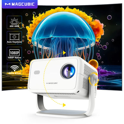 Magcubic L018 650ANSI 1080P Native Projector, 360° Rotation, Auto Focus & 6D Keystone, Android 14 WiFi6 BT5.4 8K Decoding Portable Beauty World Shop