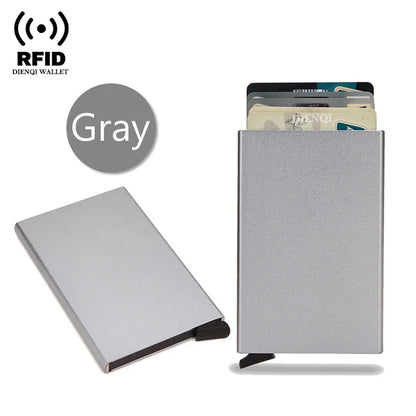Rfid Credit Card Holder Metal Thin Slim Smart Wallet Men Women Wallets Pop Up Minimalist Small Black Purse Mini Walets for Men Beauty World Shop