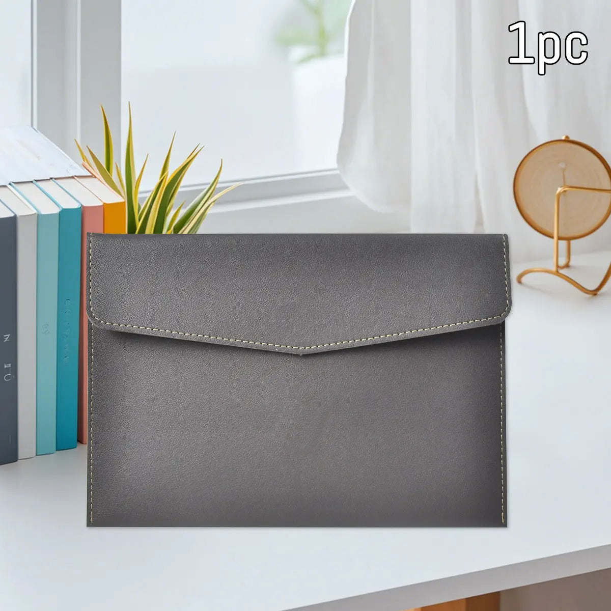 WQN-1PC PU Leather Document Bag A5, Wear-Resistant, Large Capacity, Waterproof, Suitable for Office and School Document Storage Beauty World Shop