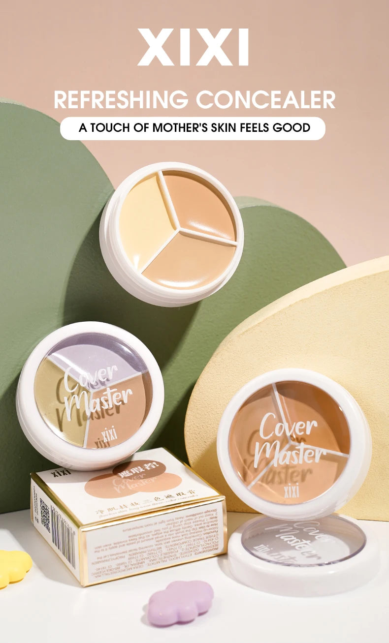 XIXI Pure Holding Makeup Three Color Concealer Spot Acne Print Repair Foundation Dark circles are not easy to stick powder Beauty World Shop