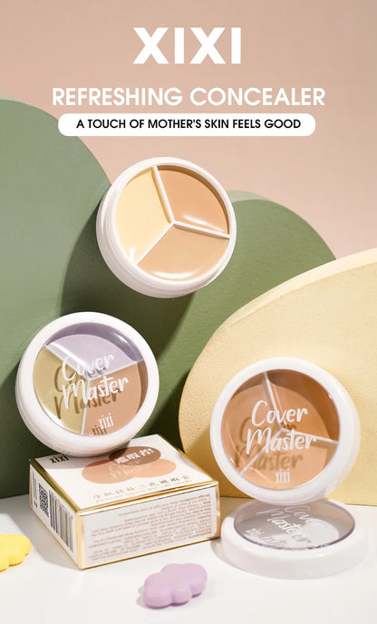 XIXI Pure Holding Makeup Three Color Concealer Spot Acne Print Repair Foundation Dark circles are not easy to stick powder Beauty World Shop