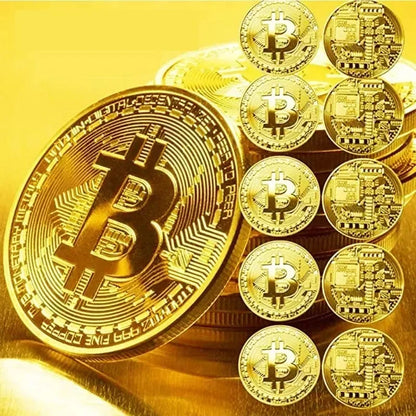 4pcs Gold Plated Bitcoin Coin Collectible Art Collection Gift Physical Commemorative Metal Antique Imitation Happy Birthday Beauty World Shop