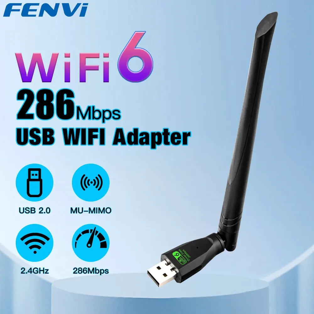 FENVI WIFI 6 USB Adapter AX286 Network Card Dongle 2.4GHz 802.11AX Antenna Signal Reception For Laptop Windows 10 11 Driver Free Beauty World Shop