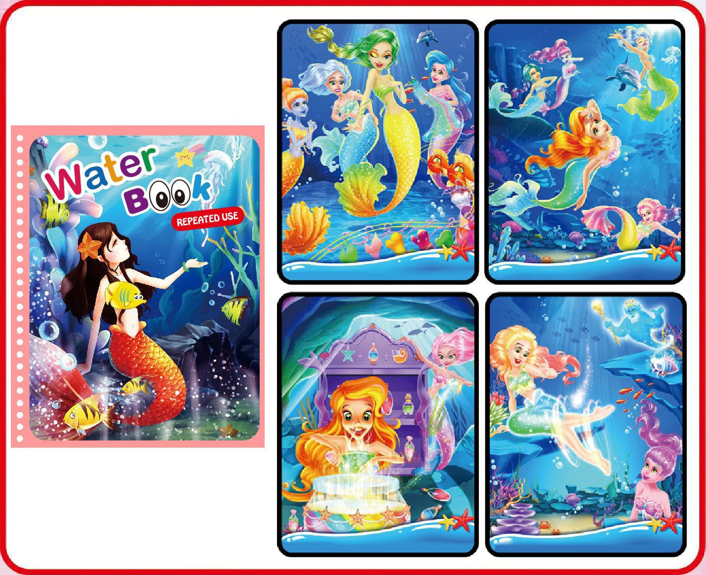 NEW Kids Magic Water Drawing Books Coloring Books Painting Toys for Kids Birthday Christmas New Year Gift for Boys and Girls Beauty Fashion