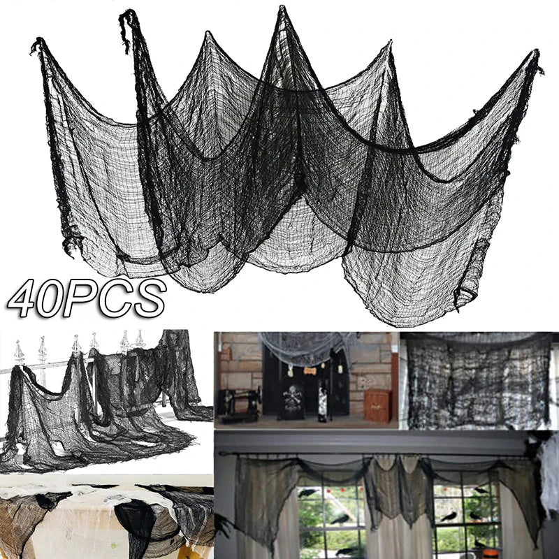 Horror Halloween Party Decoration Haunted Houses Doorway Outdoors Decorations Black Creepy Cloth Scary Gauze Gothic Props Beauty World Shop