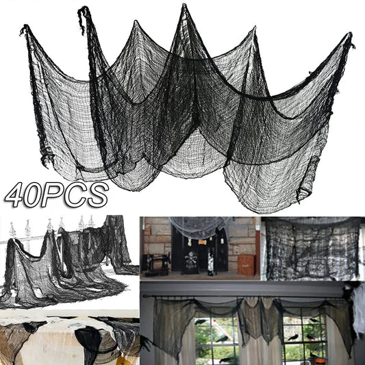 Horror Halloween Party Decoration Haunted Houses Doorway Outdoors Decorations Black Creepy Cloth Scary Gauze Gothic Props Beauty World Shop