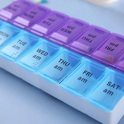 JUSTLANG Weekly 14 Grids 7 Days Pill Box Portable Travel  Cases Organizer Pill Container Storage Tablets Vitamin Medicine Beauty World Shop