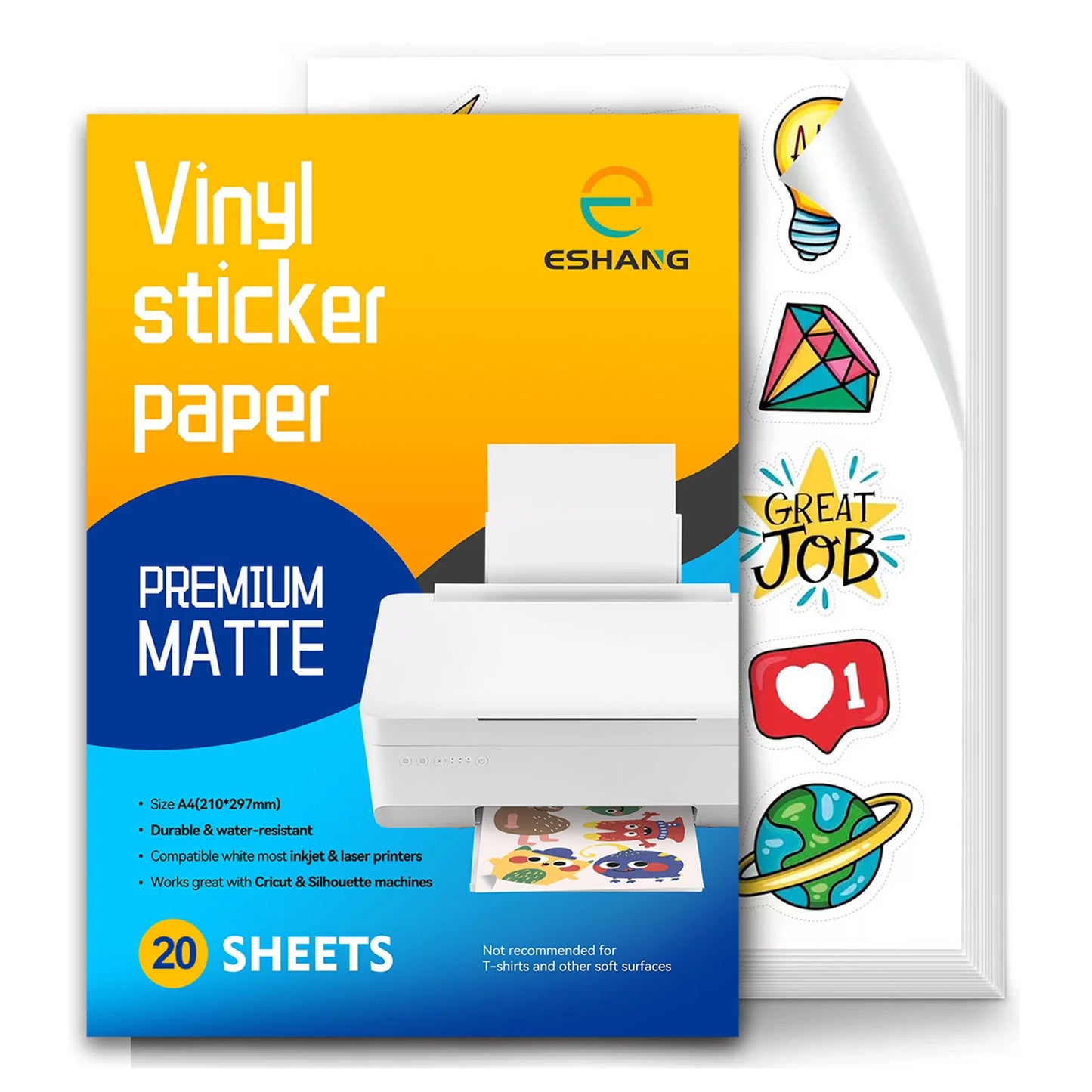 A4 Size Matte White Printable Vinyl Sticker Paper 8.3×11.7 inch Self-Adhesive Inkjet Compatible Tear-Resistant Labeling Paper Beauty World Shop