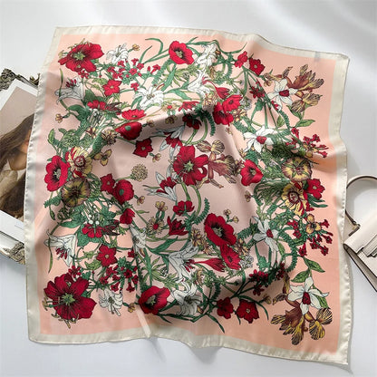Luxury Print imitation Silk Square Scarf Women Spring Neck Tie Shawl Wraps Female Hair Hand Wrist Headkercheif Hijab Bandana Beauty World Shop