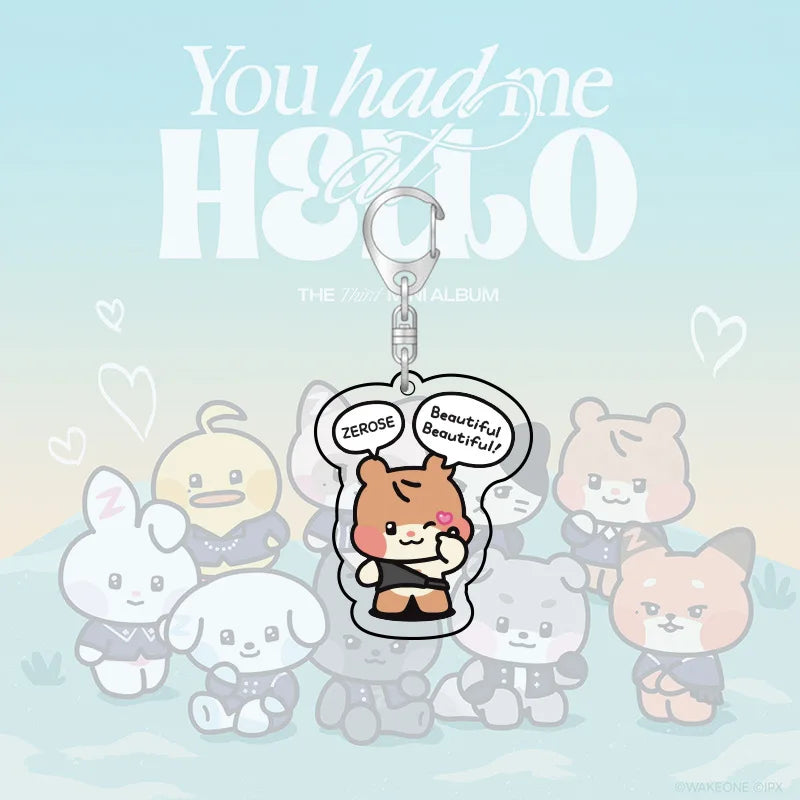 Kpop ZB1 Doll Keychain 12CM Zeroni Cartoon Cute Plush Doll Pendant Bag Accessories Key Ring ZhangHao HanBin Ricky Fans Gift Beauty World Shop