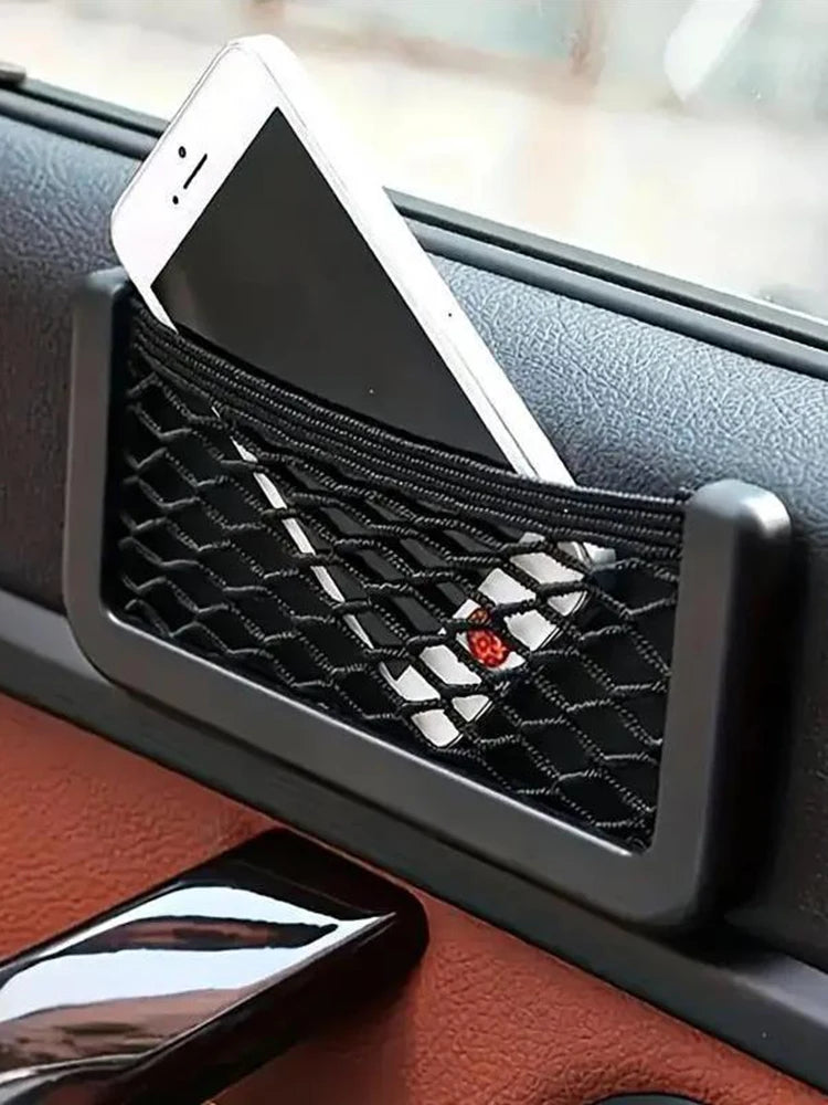 Car Storage Bag Nets Adhesive Auto Seat Organizer Door Side Net Pocket Multifunction 15-20cm Resilient Car Styling Storage Nets Beauty World Shop