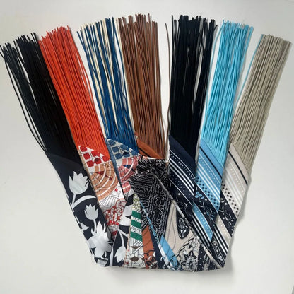 130x5cm Tassel Cashew Print Scarf Women's All-season Twill Silk Decorative Ribbon Multi-purpose Bag Hair Tie Belt Scarf Beauty World Shop