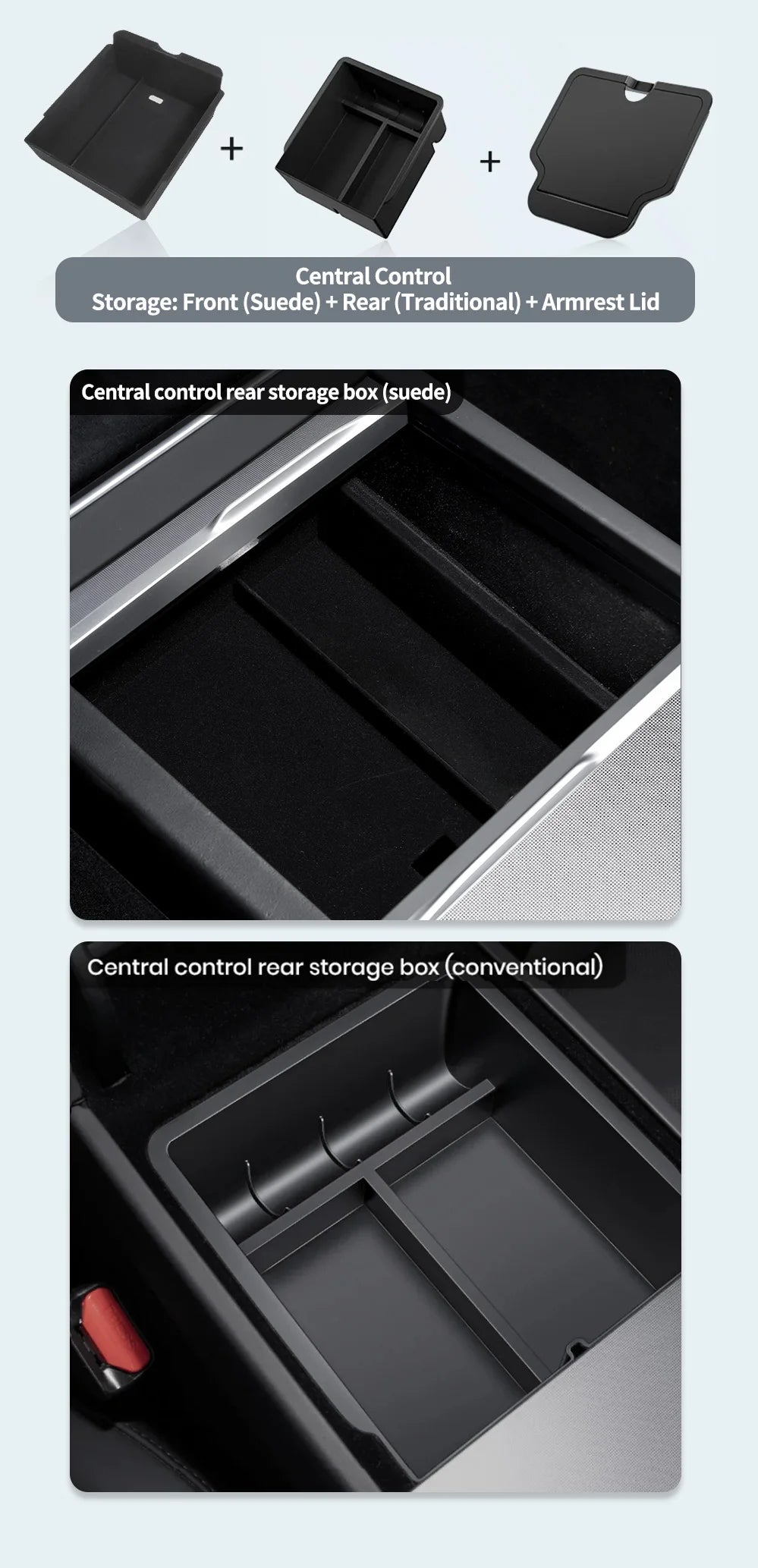 YZ For Tesla Model 3 Highland 2024 Model Y juniper 2025 Storage Box Center Armrest Hidden Box Cup Holder Organizer Accessories Beauty World Shop