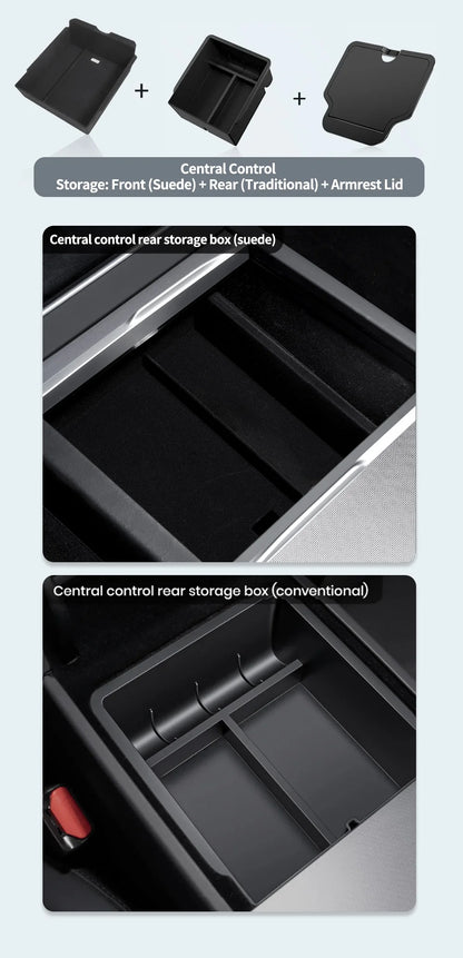 YZ For Tesla Model 3 Highland 2024 Model Y juniper 2025 Storage Box Center Armrest Hidden Box Cup Holder Organizer Accessories Beauty World Shop
