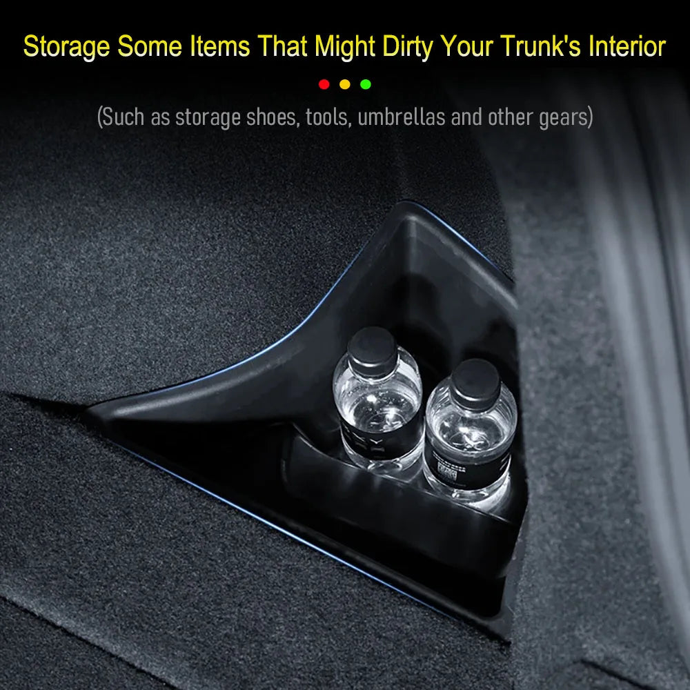 Trunk Organizer for Tesla Model 3 2024 2025 Waterproof Rear Trunk Storage Bins Side Box with Carpeted Lip Car Travel Accessories Beauty World Shop